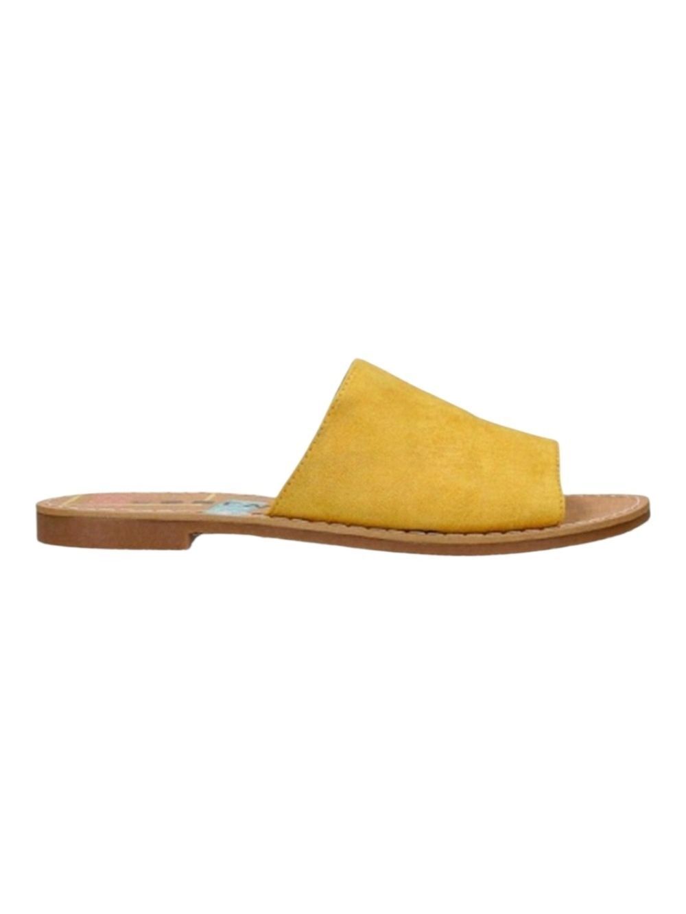 FAUX Suede Boho Slides Yellow Size 7 NWT
